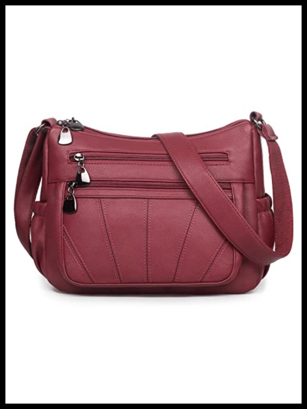 Soft PU Leather Crossbody Purse Medium Roomy Satchel Top Handle Handbag